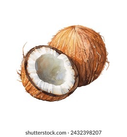 coconut water vector illustration in watercolour style