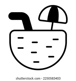 Kokosnuss-Wasservektor, gut designtes Symbol für Sommergetränk