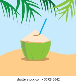 coconut water in young coconut-vector