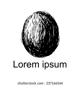 Coconut whole icon isolated on a white background, art logo design
