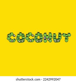 coconut word text fruit letter for strain