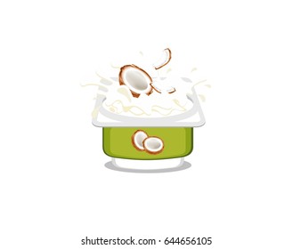 Coconut yogurt on white background