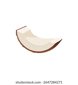 Cocos e coco metade com folhas isoladas em um fundo branco. Ilustração vetorial ícone de coco plano de desenho animado isolado no fundo branco.