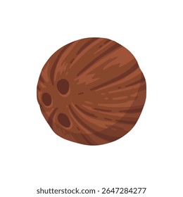 Coconuts and coconut half with leaves isolated on a white background. Vector illustration cartoon flat coconut icon isolated on white background.