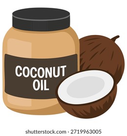 Ilustração de vetor isolado de óleo de coco com coco