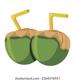 coconuts drink with straw isolated icon