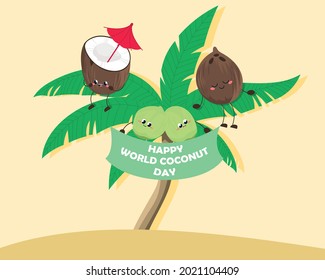Coconuts Hanging In The Palm Tree Happy Coconuts World Coconut Day September 2