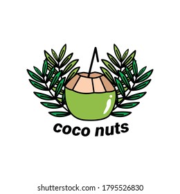 Coconuts Logo Vector in simple design with white Background