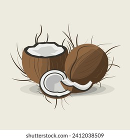 Coconuts set. Vector illustration of coconuts isolated on white background