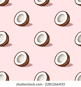 Cocos con sombras en un fondo rosado. Patrón transparente del vector