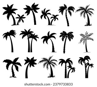 
Coconuts trees silhouette flat vector 