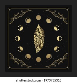 Cocoon with engraving, hand drawn, luxury, celestial, esoteric, boho style, fit for spiritualist, religious, paranormal, tarot reader, astrologer or tattoo vector