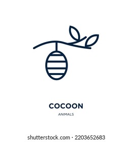 cocoon icon from animals collection. Thin linear cocoon, pupa, insect outline icon isolated on white background. Line vector cocoon sign, symbol for web and mobile