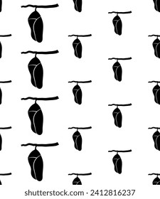 Cocoon Icon Seamless Pattern, Insect Icon, Pupa Icon Vector Art Illustration