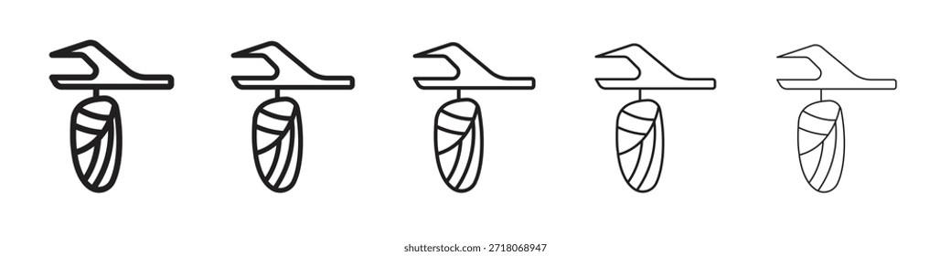 Cocoon icon symbol in thin line, Black outline and stroke style