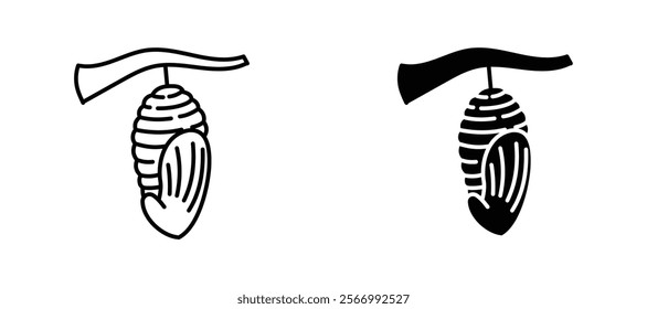 Cocoon icons in outline and fill. vector illustration for ui.