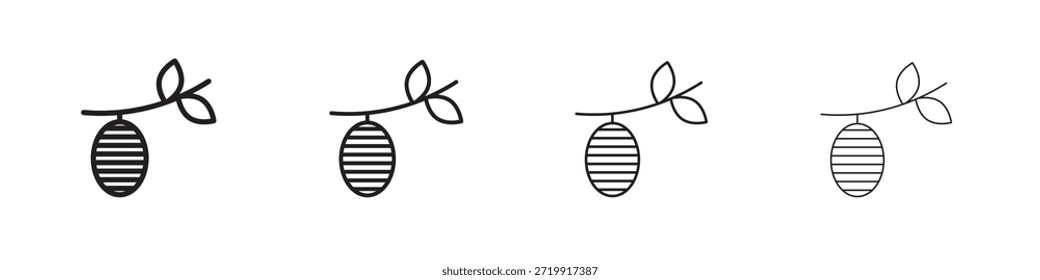 Cocoon icons, Set of linear icons. Black linear palm icons