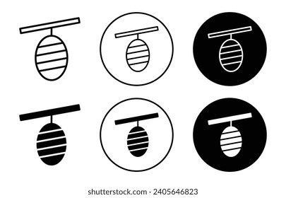 Icono de larva de mapache en conjunto de estilo de contorno plano. símbolo vectorial del logotipo de la lucioperca monarca de mariposa o insecto