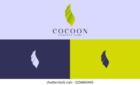 Cocoon Logo or Symbol. Gradient Green and Yellow Illustration Design. Suitable For Butterfly Cultivation Symbols etc