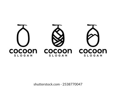 cocoon and mountain logo icon vector.