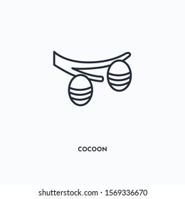 Cocoon outline icon. Simple linear element illustration. Isolated line Cocoon icon on white background. Thin stroke sign can be used for web, mobile and UI.