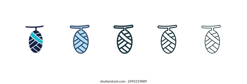 Cocoon vector icon set black filled and outlined style.