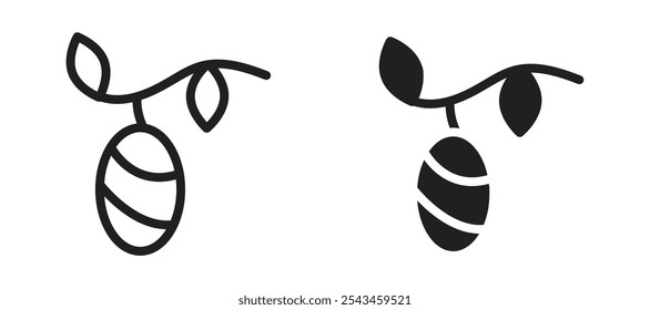 Cocoon vector icon set in black.
