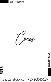 Cocos - Nombre de Country Diseño de Vector de texto de tipografía cursiva elegante 