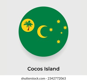 Cocos Island Flaggenblase Kreis um rund Form Symbol Vektorgrafik