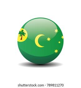 Cocos Island national circle button flag background texture. Vector illustration.