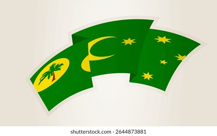 Cocos Islands Flag in Abstract Ribbon Shape, National Symbol of the Cocos Islands. This vector is ideal for use in national events, Independence Day, international sports competitions.