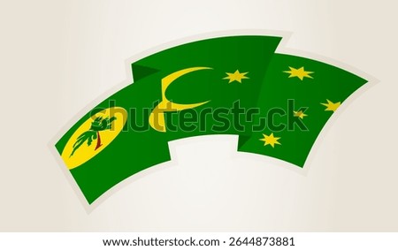 Cocos Islands Flag in Abstract Ribbon Shape, National Symbol of the Cocos Islands. This vector is ideal for use in national events, Independence Day, international sports competitions.
