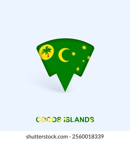 Cocos Islands Flag Map Pointer Design with Shadow. Vector illustrator.