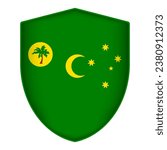 Cocos Islands flag in shield shape. Vector illustration.