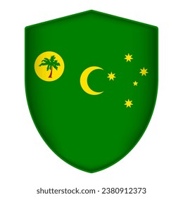 Cocos Islands flag in shield shape. Vector illustration.
