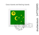 Cocos Islands and Keeling Islands Flag Postage Stamp on white background. Vector illustration.