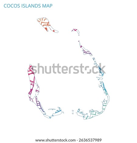 Cocos Islands or Keeling Map Mandala with Colorful Details Textured Vector Design Template on White Background.
