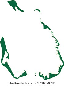 Cocos Islands map in green color and yellow border on white background. Vector illustration.