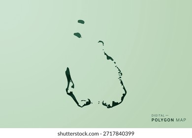 Cocos Islands Map - Green Polygon Style Vector Illustration, Low Poly Geometric Design with Clean Silhouette on soft green Background.