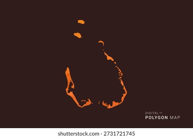 Cocos Islands Map - low poly polygon vector, geometric triangulated silhouette in orange and dark brown tones, clean modern infographic style, isolated background.