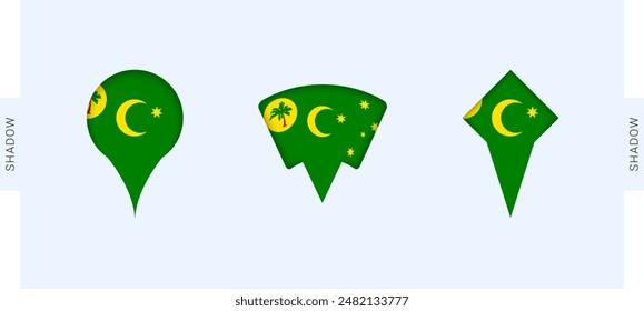 Cocos Islands Map Markers Set. Perfect for projects related to Cocos Islands, travel, geography, and international representation. Vector collection.