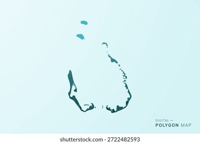 Mapa das Ilhas Cocos - Ilustração vetorial estilo polígono em azul-esverdeado azul-escuro design geométrico baixo poli, silhueta mínima moderna.