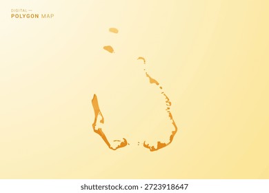 Mapa das Ilhas Cocos - Ilustração vetorial estilo polígono em amarelo e laranja baixo design geométrico poli, silhueta mínima moderna, isolado para infográfico.