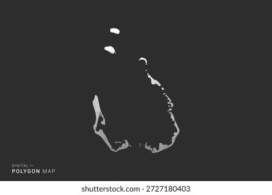 Mapa de las Islas Cocos - Ilustración vectorial de estilo polígono en diseño geométrico de bajo poli negro, gris y blanco, silueta mínima, aislada para infografía.