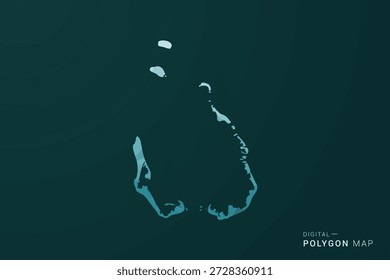 Mapa de las Islas Cocos - Ilustración vectorial de estilo polígono en diseño geométrico de bajo poli verde y azul, silueta mínima limpia para infografía.