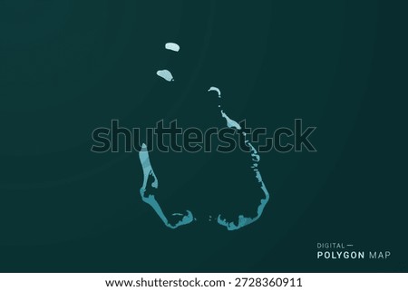 Cocos Islands Map - Polygon style vector illustration in green and blue low poly geometric design, clean minimal silhouette for infographic.