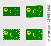 Cocos Islands national flag in four different styles.