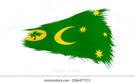 Cocos Islands National Flag with Textured Brush Strokes. Artistic Brush Stroke Design.