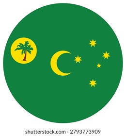 Cocos Islands Round Flag Icon High Quality National Flag Isolated on Transparent Background
