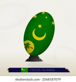 Cocos Islands Rugby Ball on Rugby Kicking Tees with Modern Design. Illustration perfect for sports, national pride, and rugby-related projects.